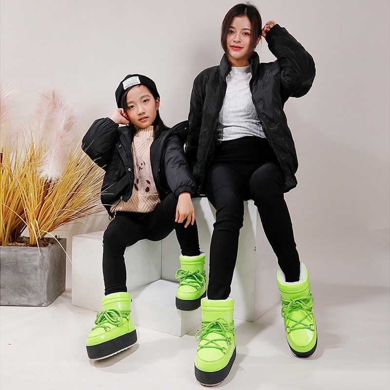 Zees Nine Colors Snowflake Custom Parent-Child Space Travel Ski Moon Mid-Calf Waterproof Warm Cold-Resistant Snow Boots_voghion.com