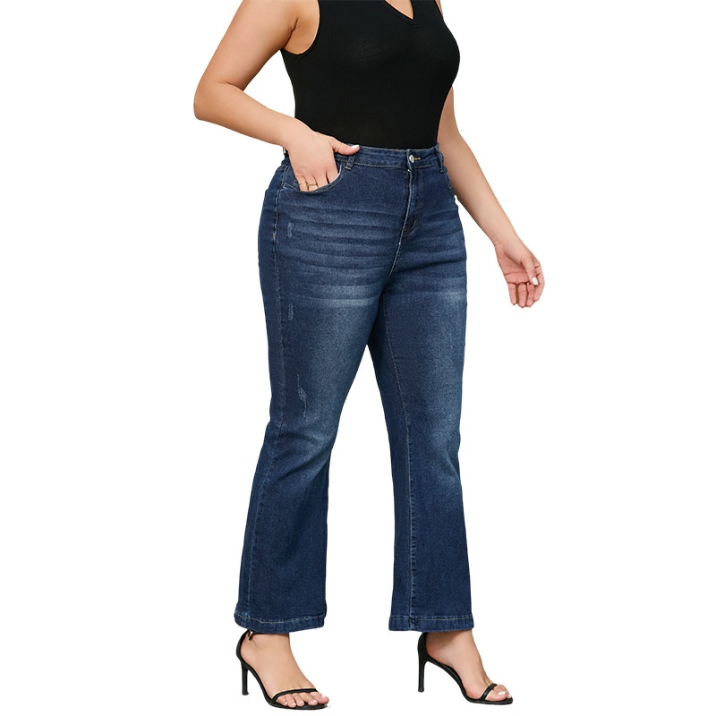 ChicShe 2025 Summer High Waist Washed Vintage Button Slim Fit Fashion Flared Elegant Stretch Plus Size Jeans_voghion.com