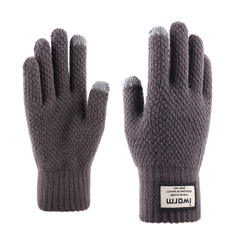boy Boy Men's Winter Double Layer Thickened Fleece Lined Extra Long Touchscreen Versatile Knitted Wool Gloves Wholesale_voghion.com