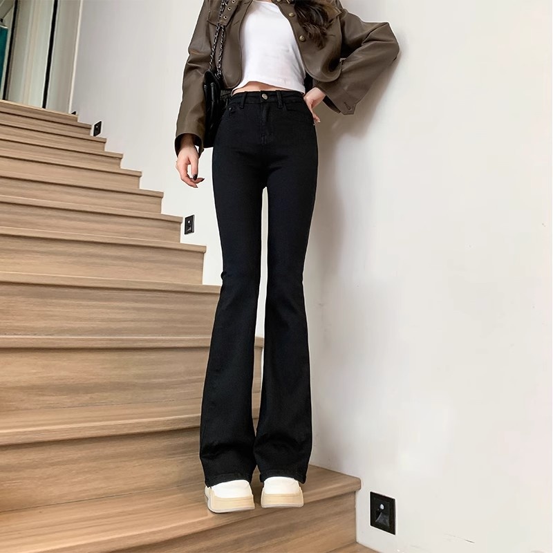 ChicShe Flared Zwarte Jeans Voor Vrouwen 2024 Lente Zomer Nieuwe Hoge Taille Slanke Rechte Losse Gedrapeerde Bell Bottom Broek Trendy_voghion.com