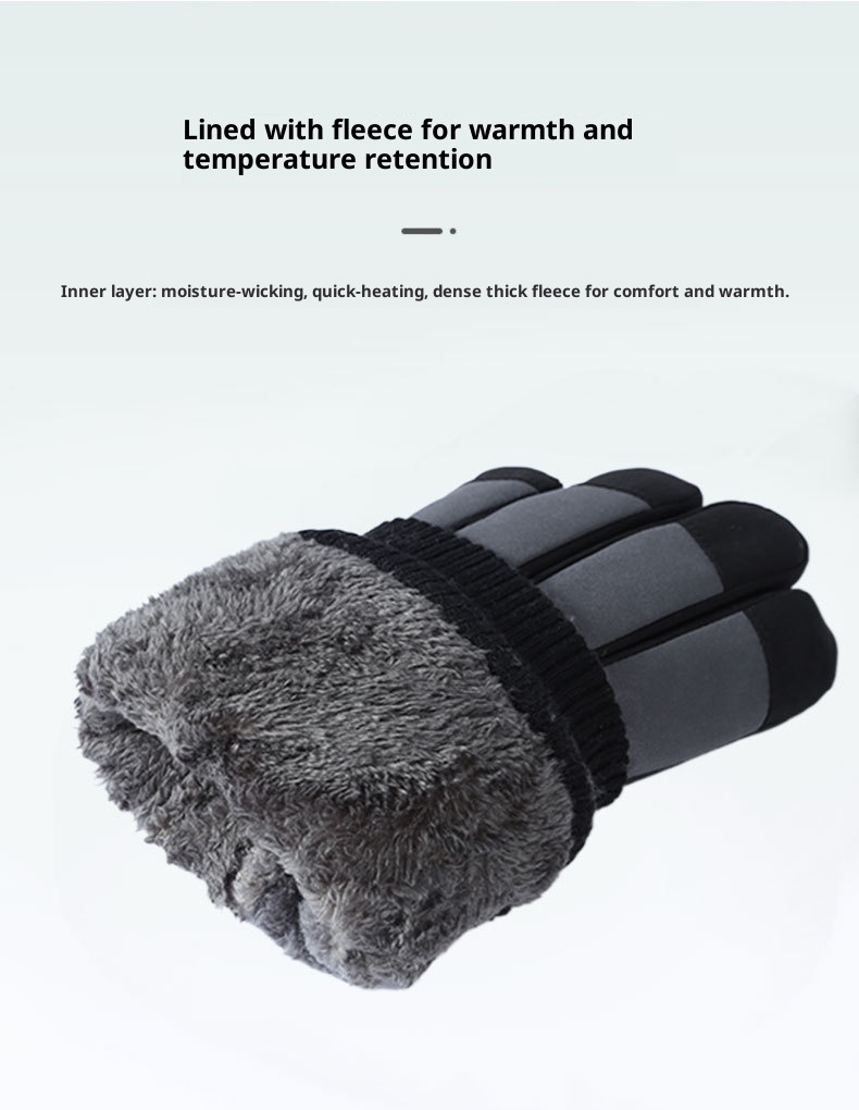 Boy Ski 2025 Winter Herren und Damen Outdoor Bergsteigen Winddicht Kältedicht Fleecegefüttert Touchscreen Verdickt Warme Handschuhe_voghion.com