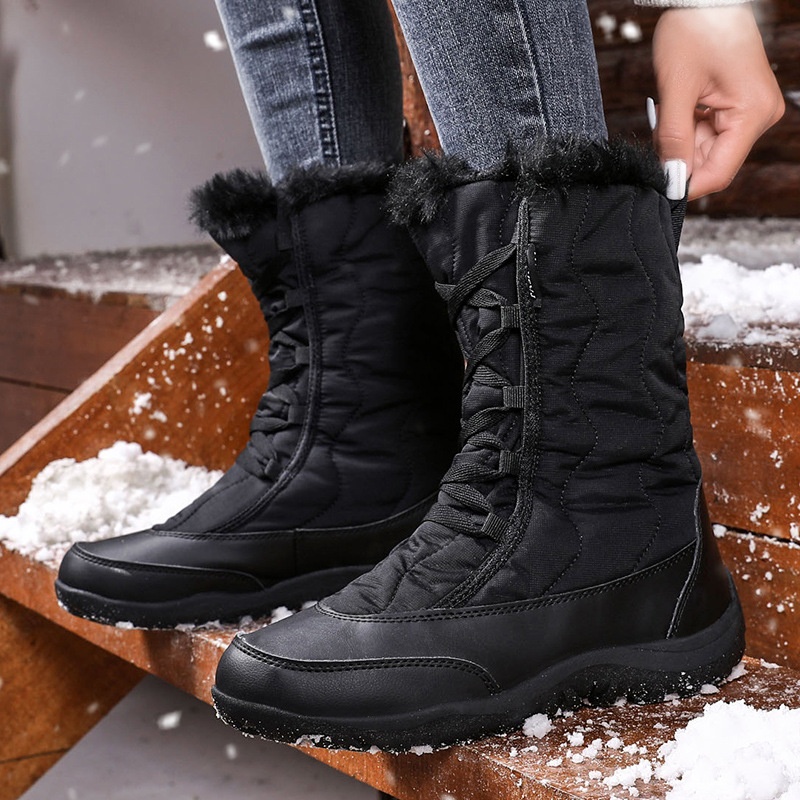 Botas antiderrapantes Zees Cross-Border para mulheres, ideais para esqui em regiões com neve no nordeste dos EUA. Forradas com lã, grossas e quentes._voghion.com