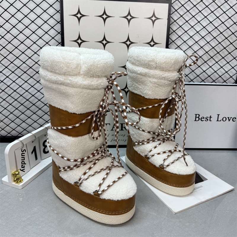 Zees 2025 Winter New Upgraded Moon Snow Damen-Skischuhe mit hohem Schaft, Schnürung, rutschfest und warm_voghion.com