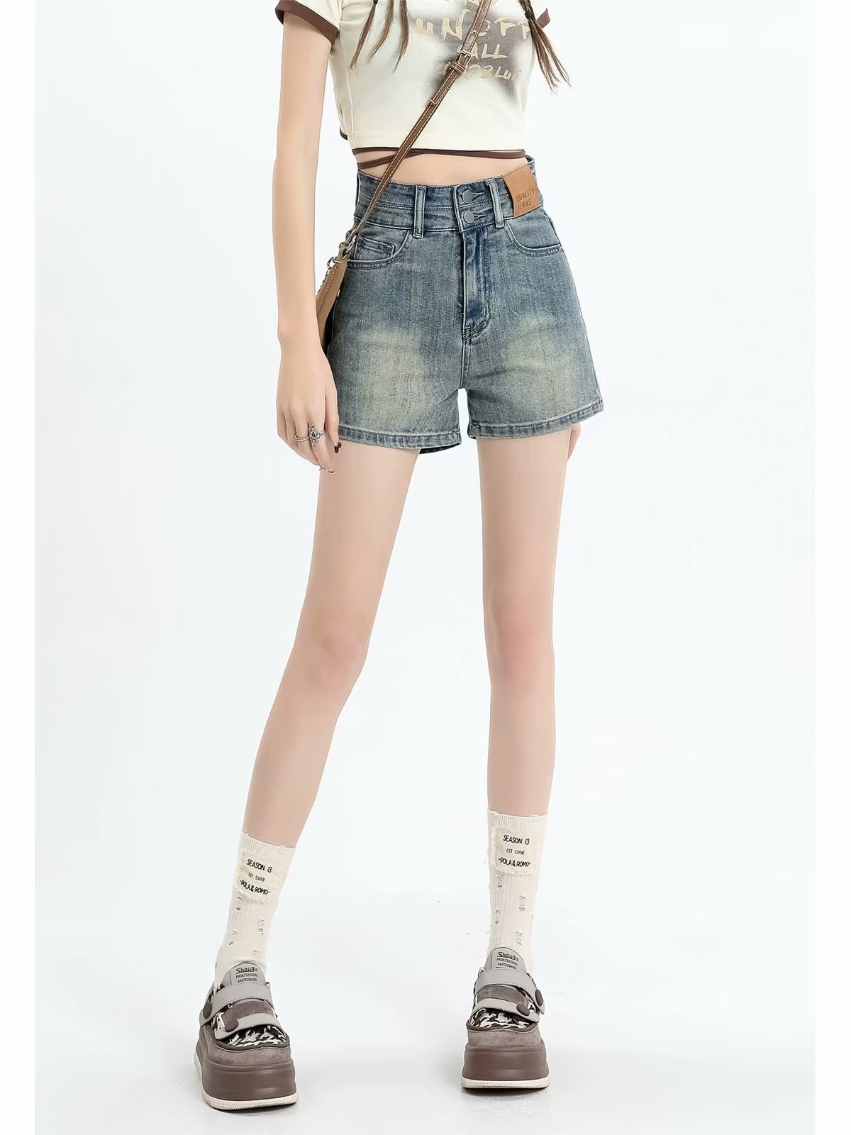 ChicShe Amerikaanse Retro Distressed High-Waisted Jeans voor Dames Zomermeisjes Chic Slim Fit Hotpants Ins Trendy Shorts_voghion.com