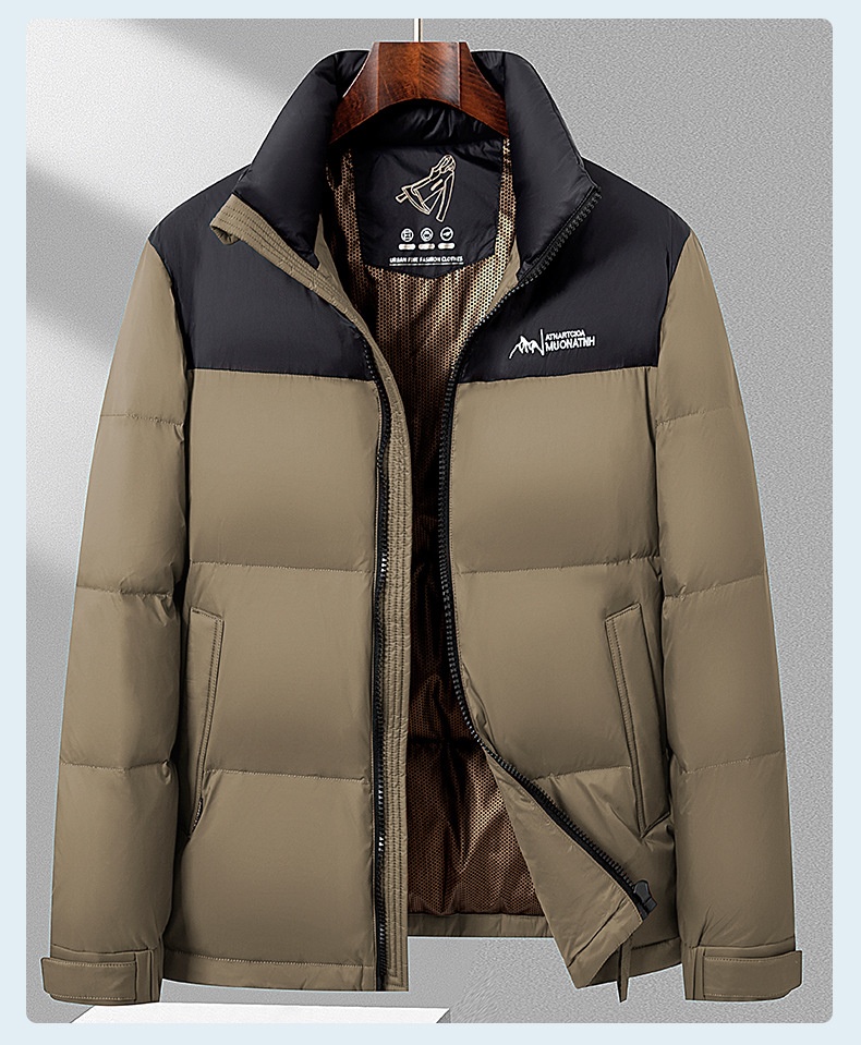 boy Men's Thickened Goose Winter New Color-Block Fashion Short Puffer Youth North Down Jacket Coat_voghion.com
