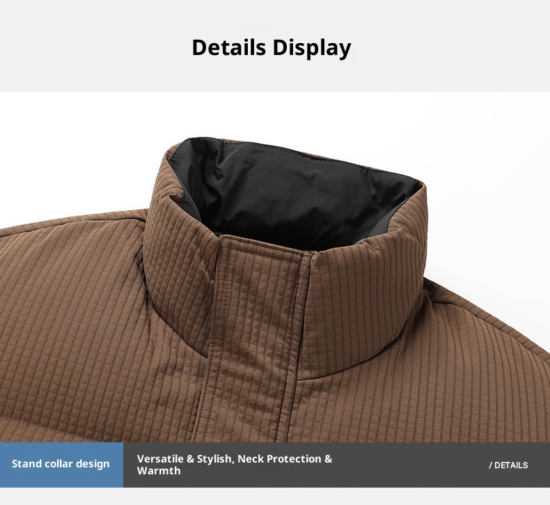 boy Autumn Stand Collar Down Winter New Trendy Design Short Puffer Jacket Thickened Warm Coat Men_voghion.com