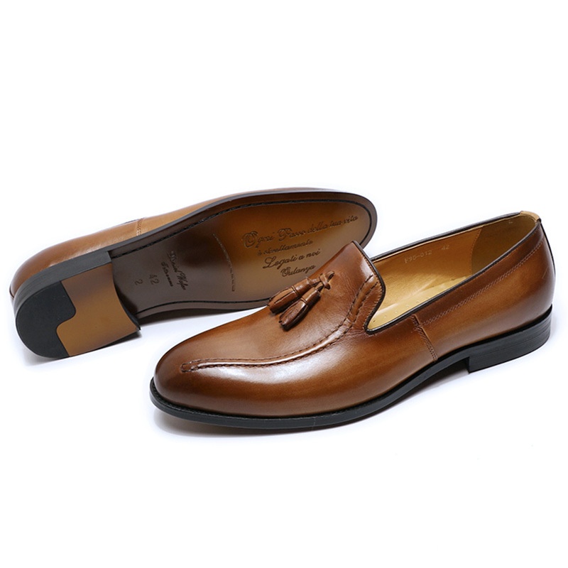 WalkPrime WalkPrime Genuine Tassel Loafers Slip-On British Retro Business Casual Shoes Men Breathable Pure Leather_voghion.com