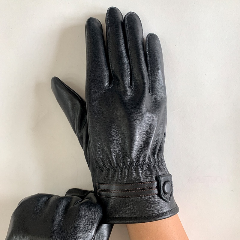 Guanti da uomo in vera pelle, invernali, caldi, foderati in pile, spessi, da motociclista, sottili, in pelle di pecora, da uomo_voghion.com