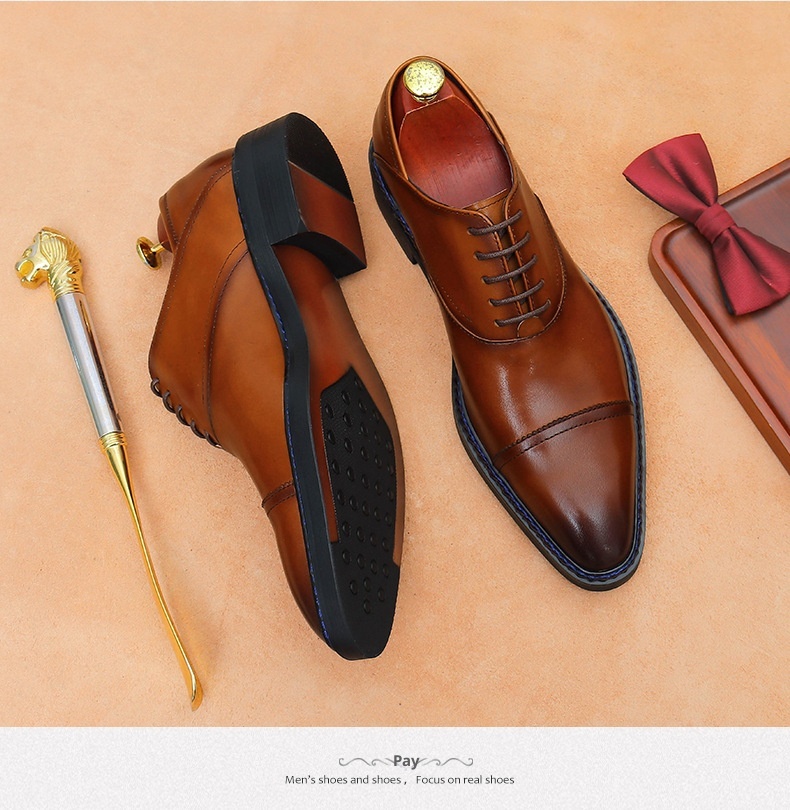 Voyage Dreigelenk-Oxford-Schnürschuhe aus echtem britischem Leder für Herren_voghion.com