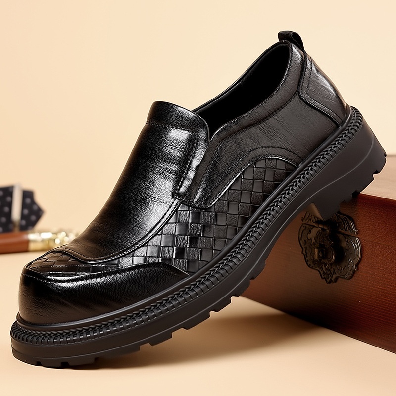 WalkPrime Große, dicksohlige Loafer – Neue europäische und amerikanische Derby-Business-Lederschuhe für Herren – Trendige Herrenschuhe mit Absatzhöhe_voghion.com