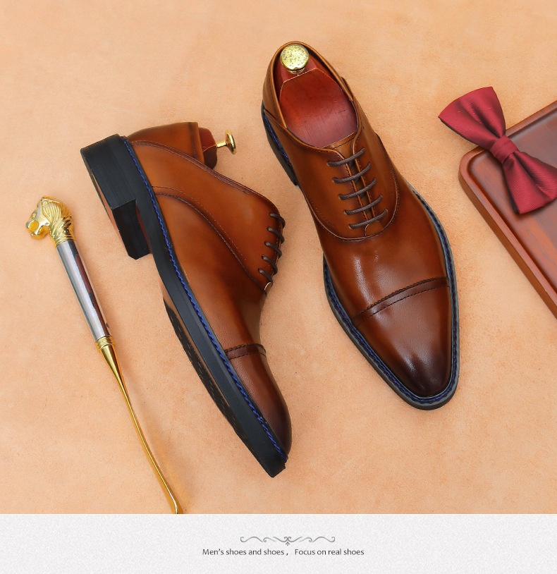 Voyage Dreigelenk-Oxford-Schnürschuhe aus echtem britischem Leder für Herren_voghion.com