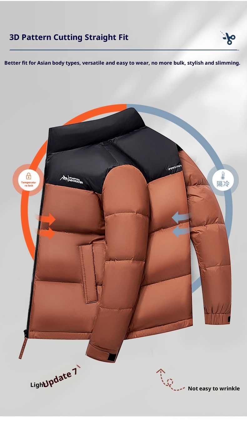 boy Men's Thickened Goose Winter New Color-Block Fashion Short Puffer Youth North Down Jacket Coat_voghion.com
