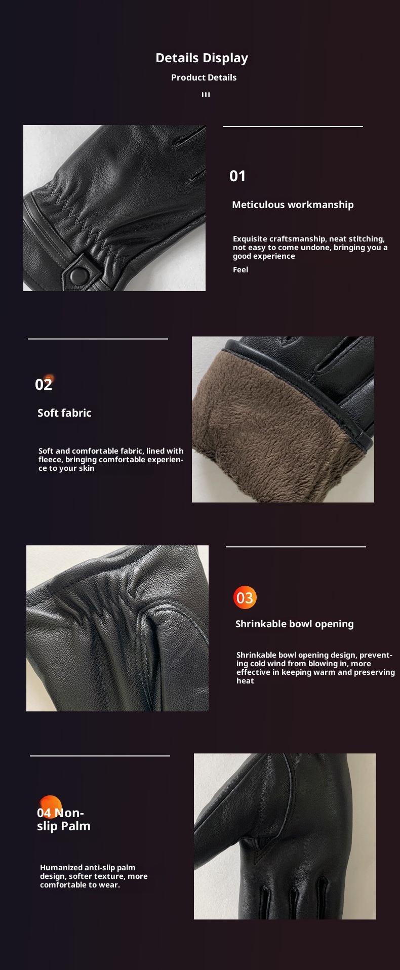 Guanti da uomo in vera pelle, invernali, caldi, foderati in pile, spessi, da motociclista, sottili, in pelle di pecora, da uomo_voghion.com