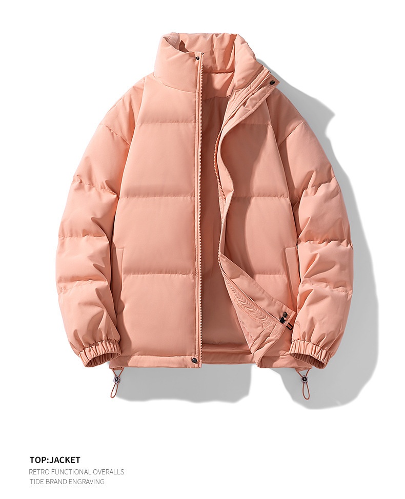 Giacca imbottita in cotone con collo alto tinta unita per uomo e donna 2024, nuova giacca invernale ispessita, calda e alla moda, casual, da coppia_voghion.com