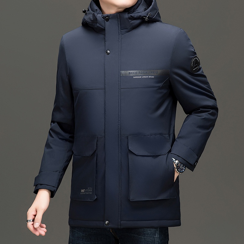 boy White Padded Detachable Goose Down Jacket Thickened Middle-aged And Elderly Winter Coat Men's Outerwear_voghion.com
