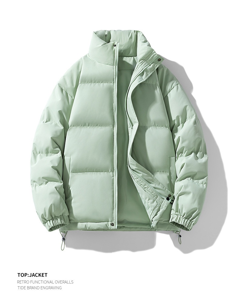 Giacca imbottita in cotone con collo alto tinta unita per uomo e donna 2024, nuova giacca invernale ispessita, calda e alla moda, casual, da coppia_voghion.com