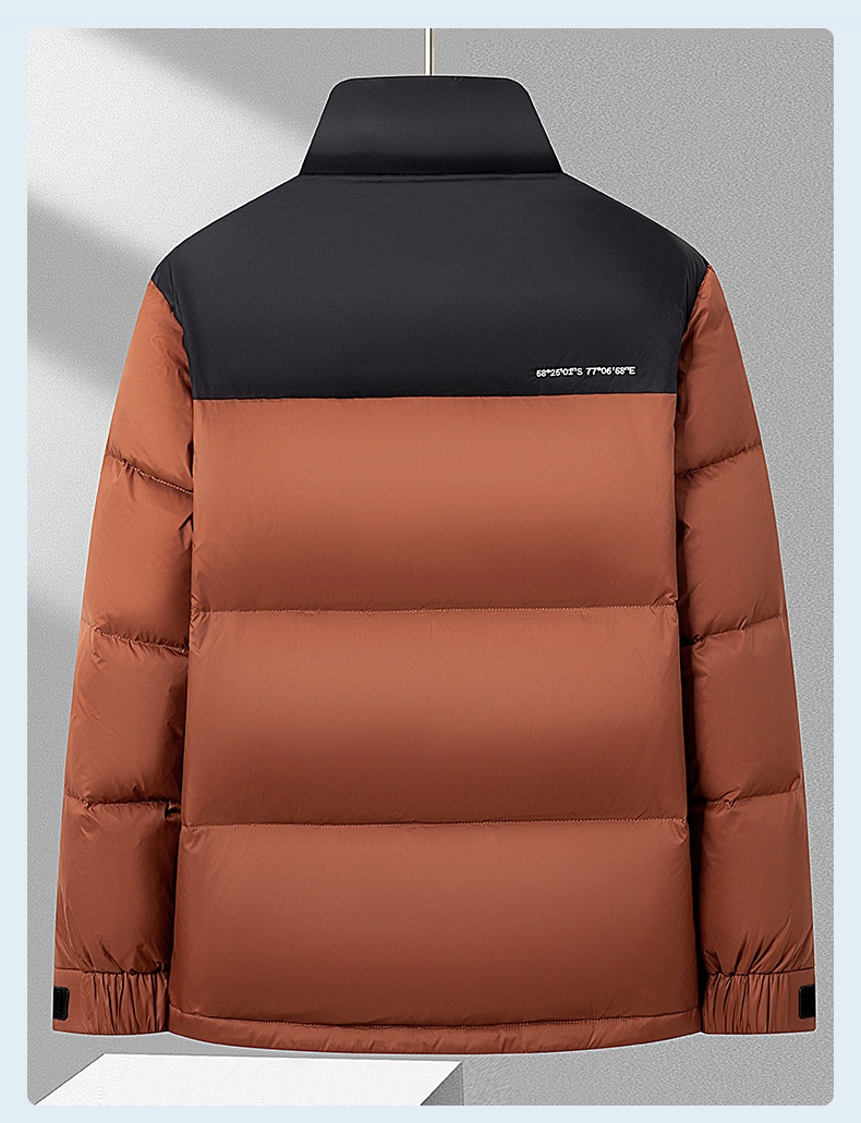 boy Men's Thickened Goose Winter New Color-Block Fashion Short Puffer Youth North Down Jacket Coat_voghion.com