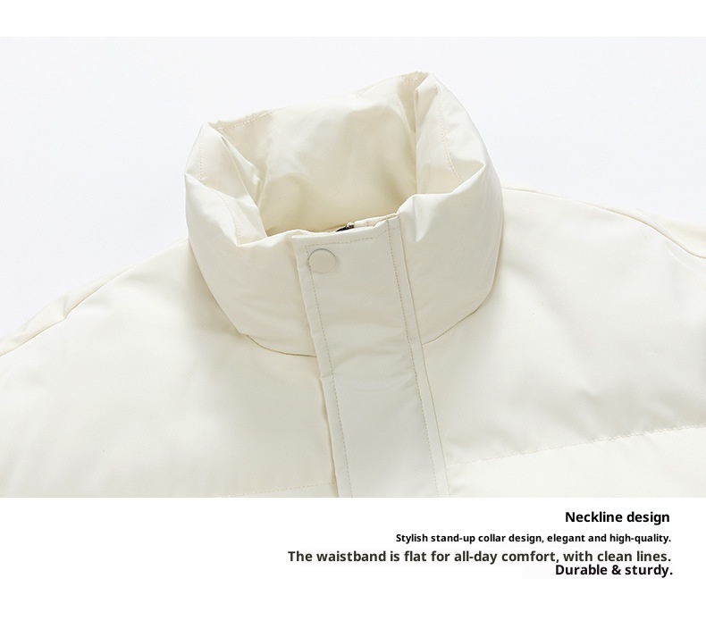 Giacca imbottita in cotone con collo alto tinta unita per uomo e donna 2024, nuova giacca invernale ispessita, calda e alla moda, casual, da coppia_voghion.com