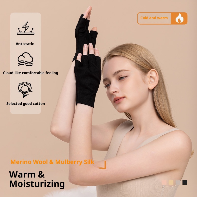 boy Boy Boy Warm Half-Finger Gloves For Women, Thermal German Velvet Wool Silk Touchscreen Autumn Winter Fingerless Student Men_voghion.com