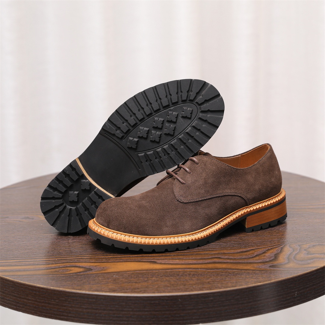 Voyage 2025 New Men's Low-top Derby Casual Large Leather Suede Comfortable Breathable Cowhide Single Shoes For Men_voghion.com