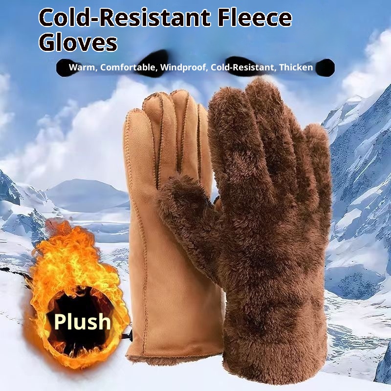 Guanti da equitazione in pelle di pecora di lana, caldi, spessi e foderati in pile, per uomo e donna_voghion.com