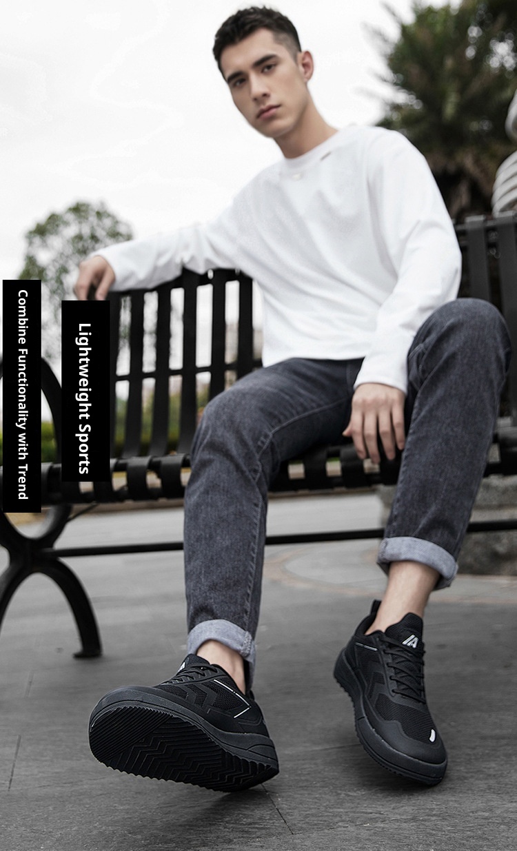 Zees Cross-Border Men's Outdoor Hiking All Black Sports Trendy Wide Toe Casual Board Size 48 Barefoot Shoes_voghion.com