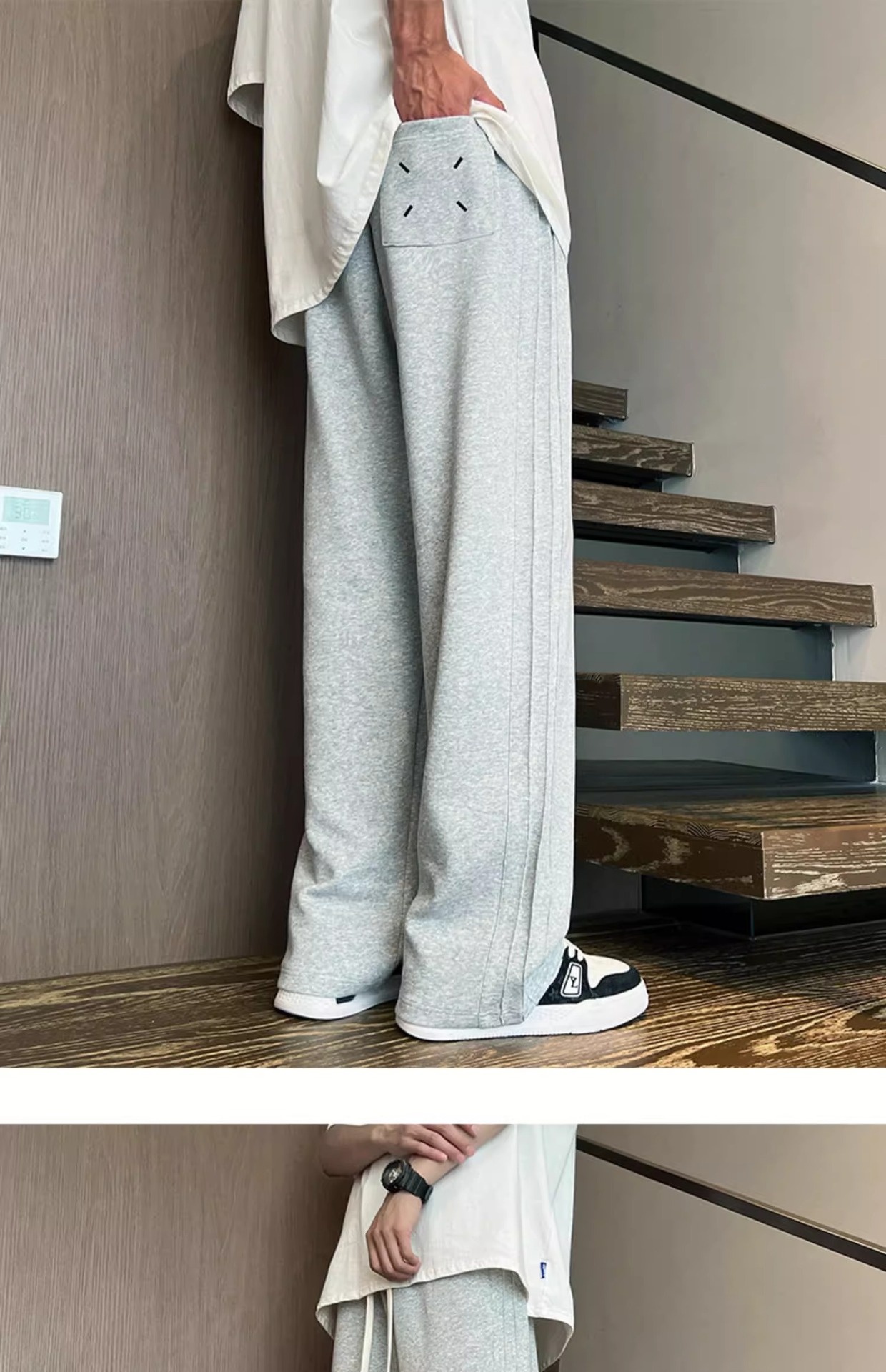 boy Plu Size Pure Cotton Gray Sweatpant Men Summer Thin Straight American Style Trendy Looe Men' Sport Caual Long_voghion.com