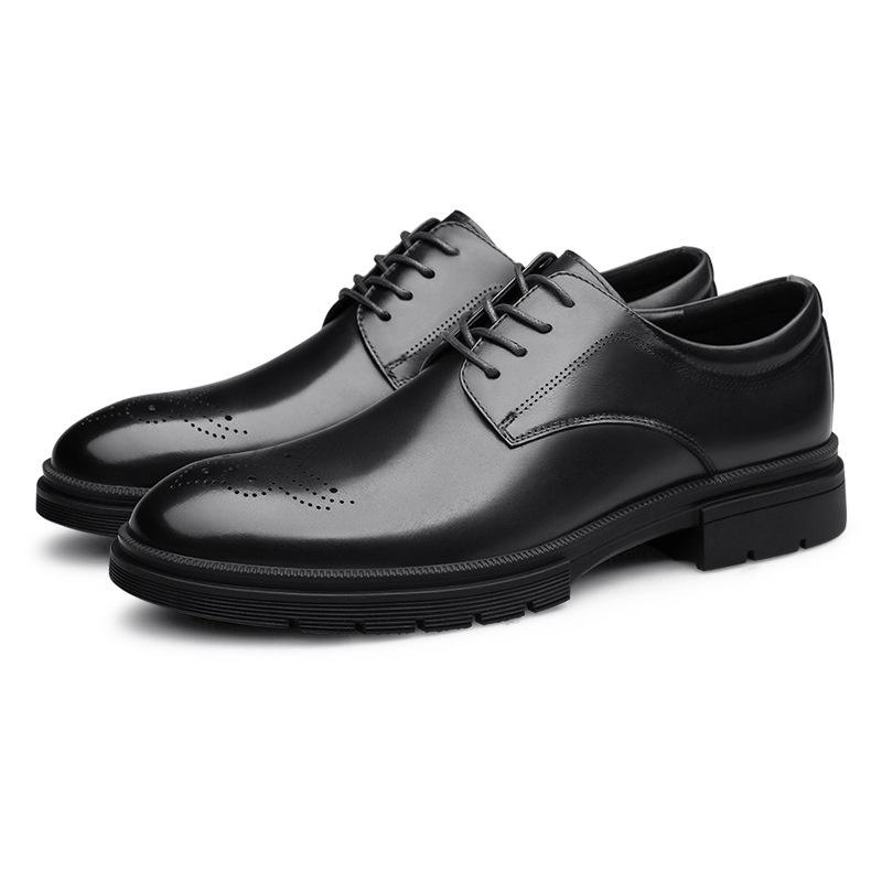 Voyage Men's 2022 Autumn Winter New Business Formal Derby Casual Leather Brogue Height Increasing British Groom Wedding Shoes_voghion.com