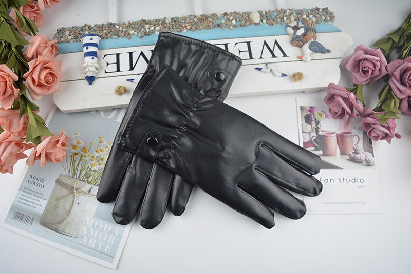 boy Boy Boy Men's Adult Windproof Rainproof Cycling Touchscreen Fashion Leather Five-Finger Autumn Winter Season Warm Thickened_voghion.com