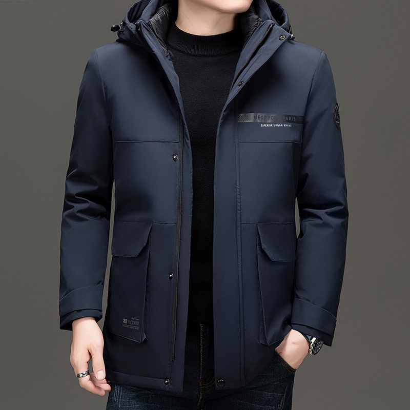 boy White Padded Detachable Goose Down Jacket Thickened Middle-aged And Elderly Winter Coat Men's Outerwear_voghion.com