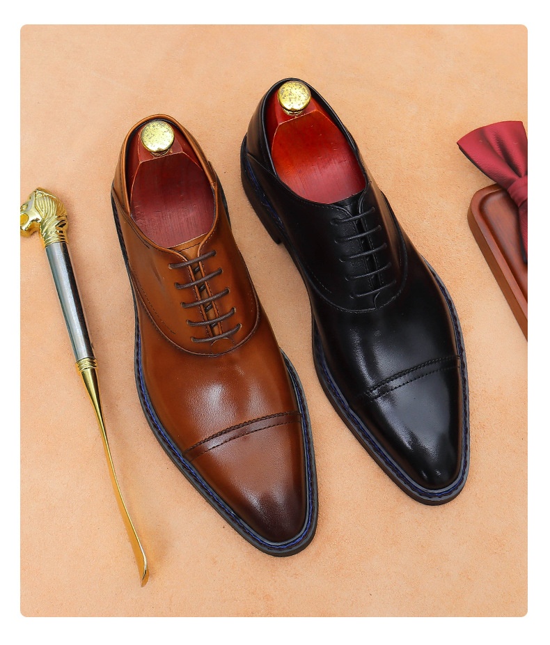 Voyage Dreigelenk-Oxford-Schnürschuhe aus echtem britischem Leder für Herren_voghion.com