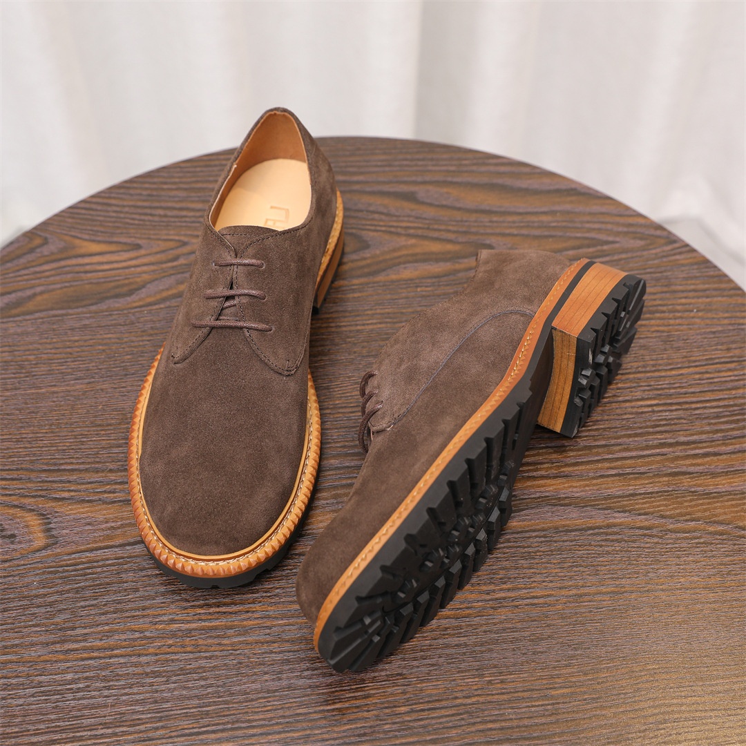 Voyage 2025 New Men's Low-top Derby Casual Large Leather Suede Comfortable Breathable Cowhide Single Shoes For Men_voghion.com