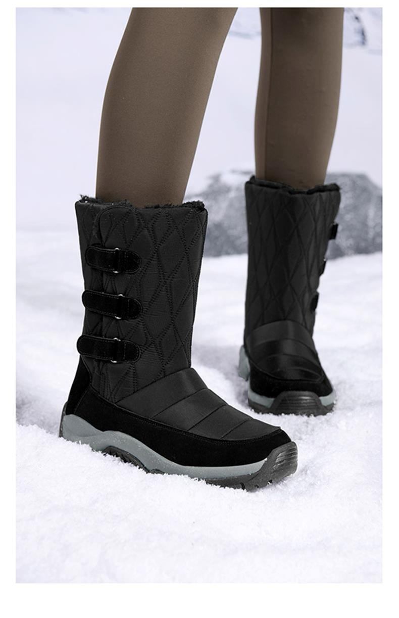 Bottes Zees Zees Outdoor imperméables et antidérapantes pour femmes, bottes de ski d'hiver, chaussures en coton doublées polaire, grandes pointures nord-est._voghion.com