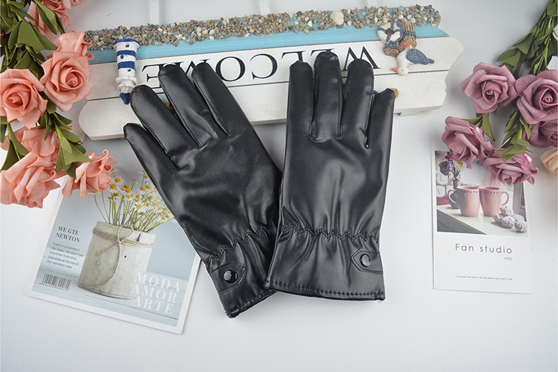 boy Boy Boy Men's Adult Windproof Rainproof Cycling Touchscreen Fashion Leather Five-Finger Autumn Winter Season Warm Thickened_voghion.com