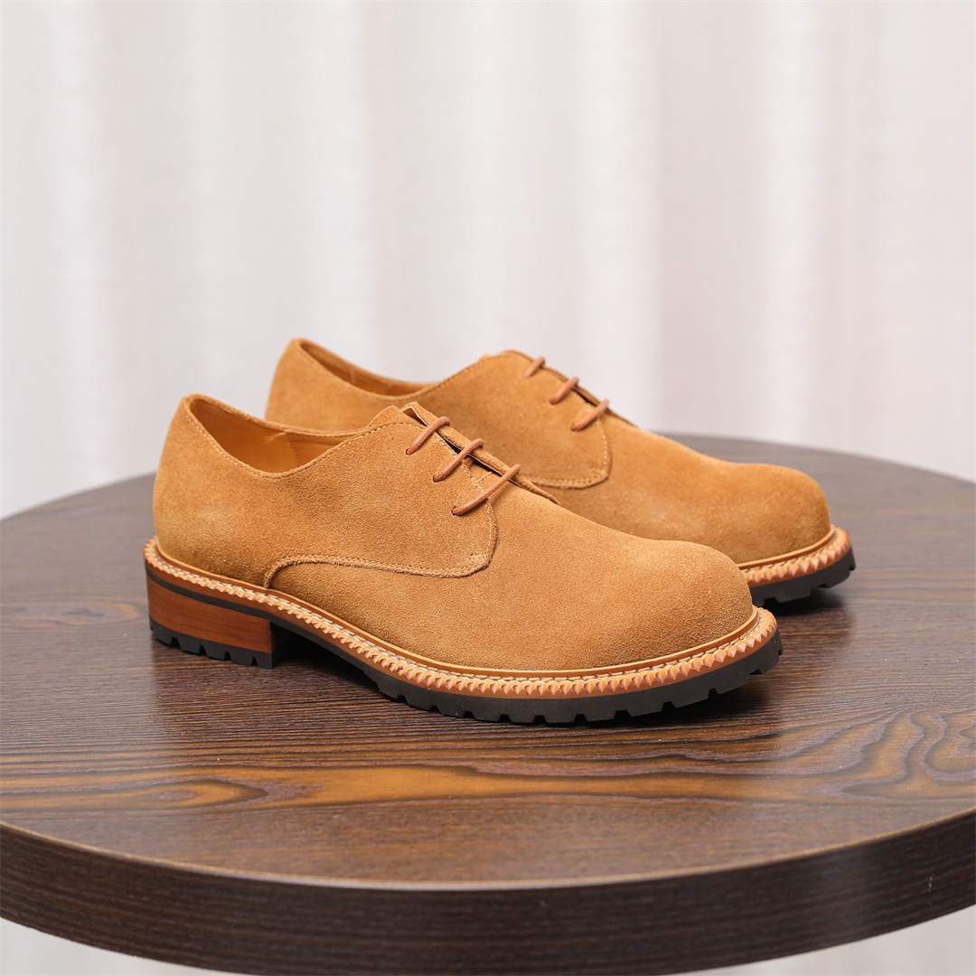 Voyage 2025 New Men's Low-top Derby Casual Large Leather Suede Comfortable Breathable Cowhide Single Shoes For Men_voghion.com