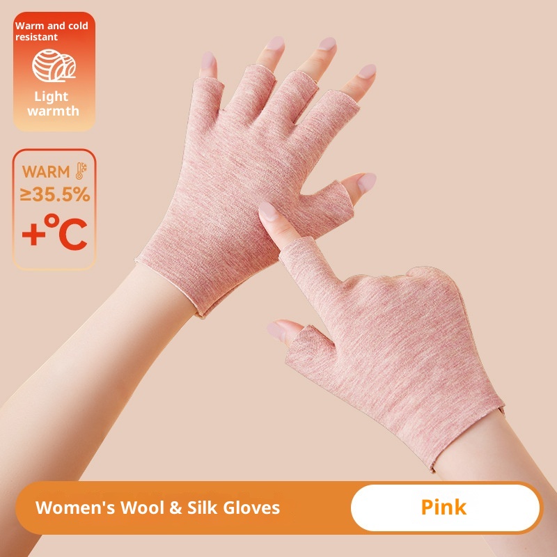 boy Boy Boy Warm Half-Finger Gloves For Women, Thermal German Velvet Wool Silk Touchscreen Autumn Winter Fingerless Student Men_voghion.com