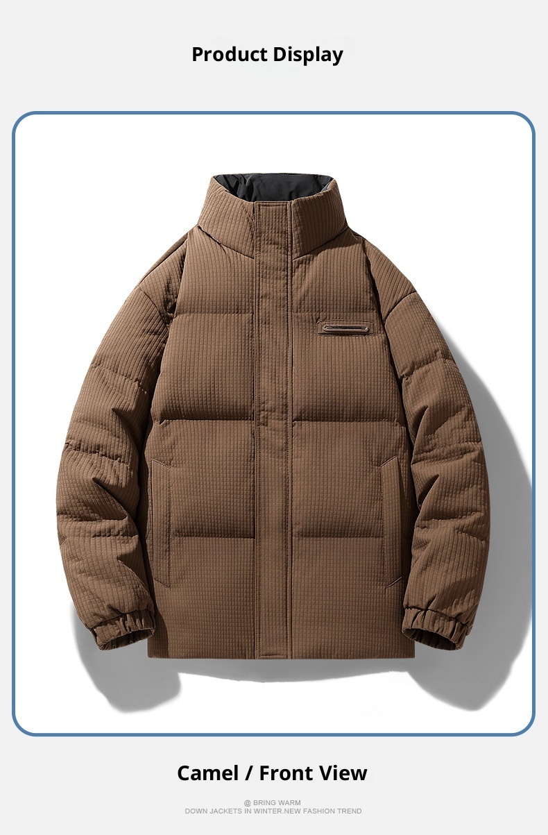 boy Autumn Stand Collar Down Winter New Trendy Design Short Puffer Jacket Thickened Warm Coat Men_voghion.com