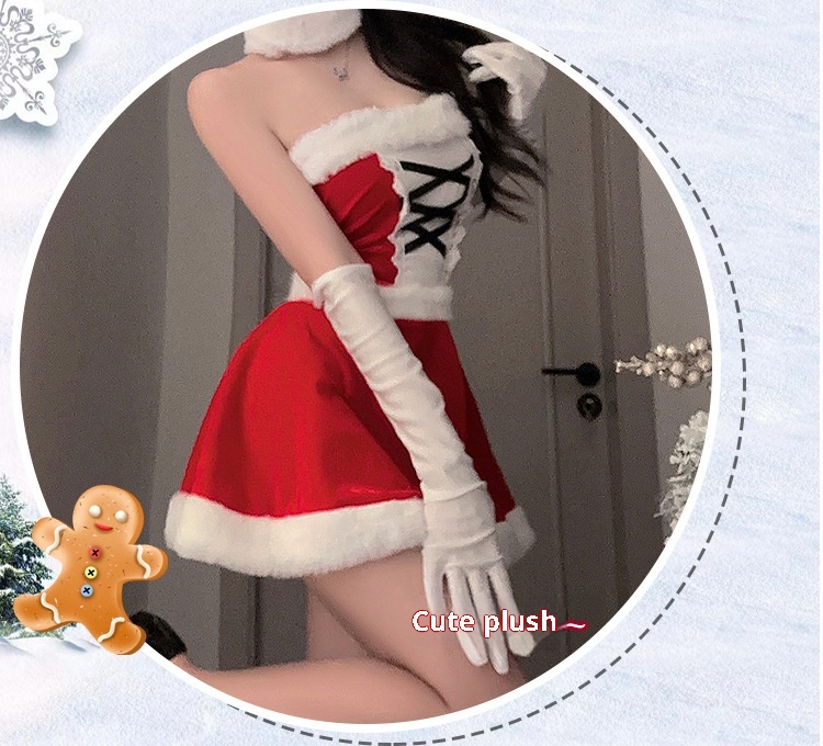 Ensemble de lingerie sexy à bretelles, coupe ajustée, pour le Nouvel An, robe de combat Eros Lab Night Fun Christmas Outfit Cute Plush Sexy Strap Lingerie._voghion.com