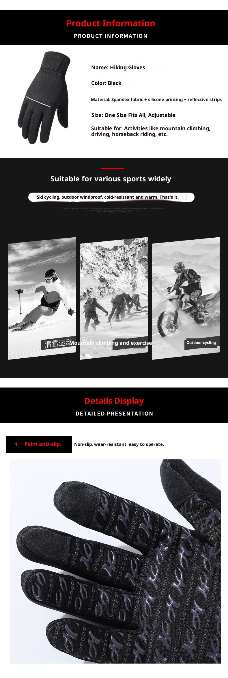 boy Boy Boy Winter Warm Fleece-Lined Silicone Non-Slip Gloves For Electric Bike Riding, Mountaineering, Men's Sports Touchscreen_voghion.com