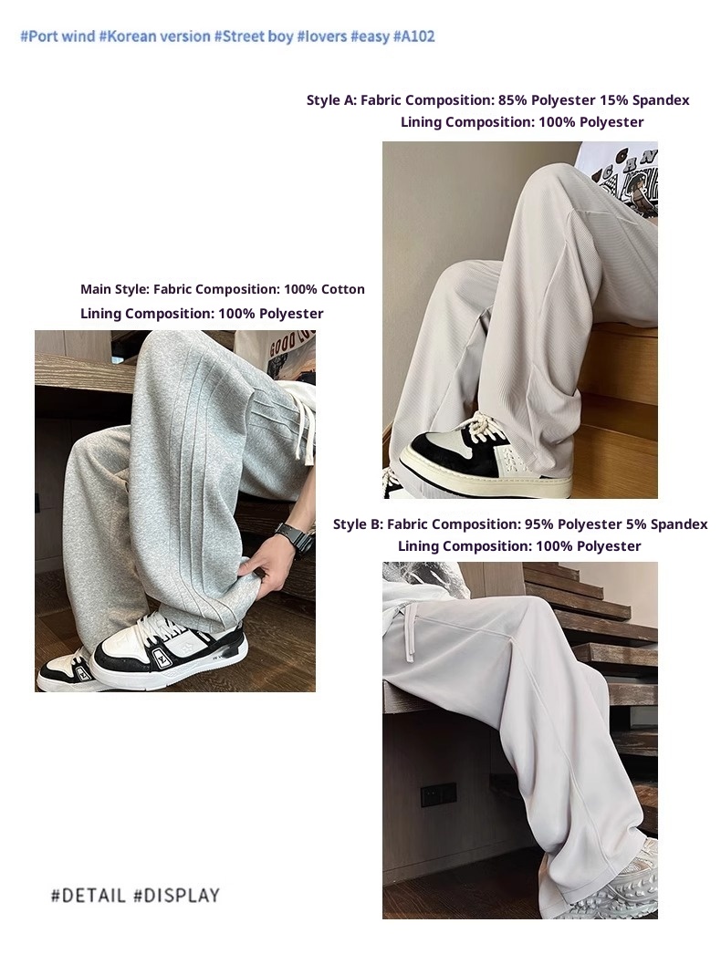 boy Plu Size Pure Cotton Gray Sweatpant Men Summer Thin Straight American Style Trendy Looe Men' Sport Caual Long_voghion.com