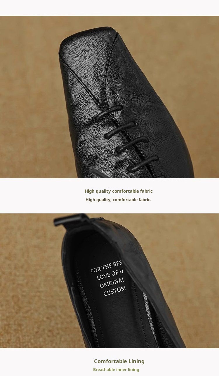 Mocassins à lacets Voyage Voyage Vintage Deep Mouth Printemps et Automne 2025 pour femmes et hommes, style Derby, en cuir, talon de 3 cm. Chaussures simples._voghion.com