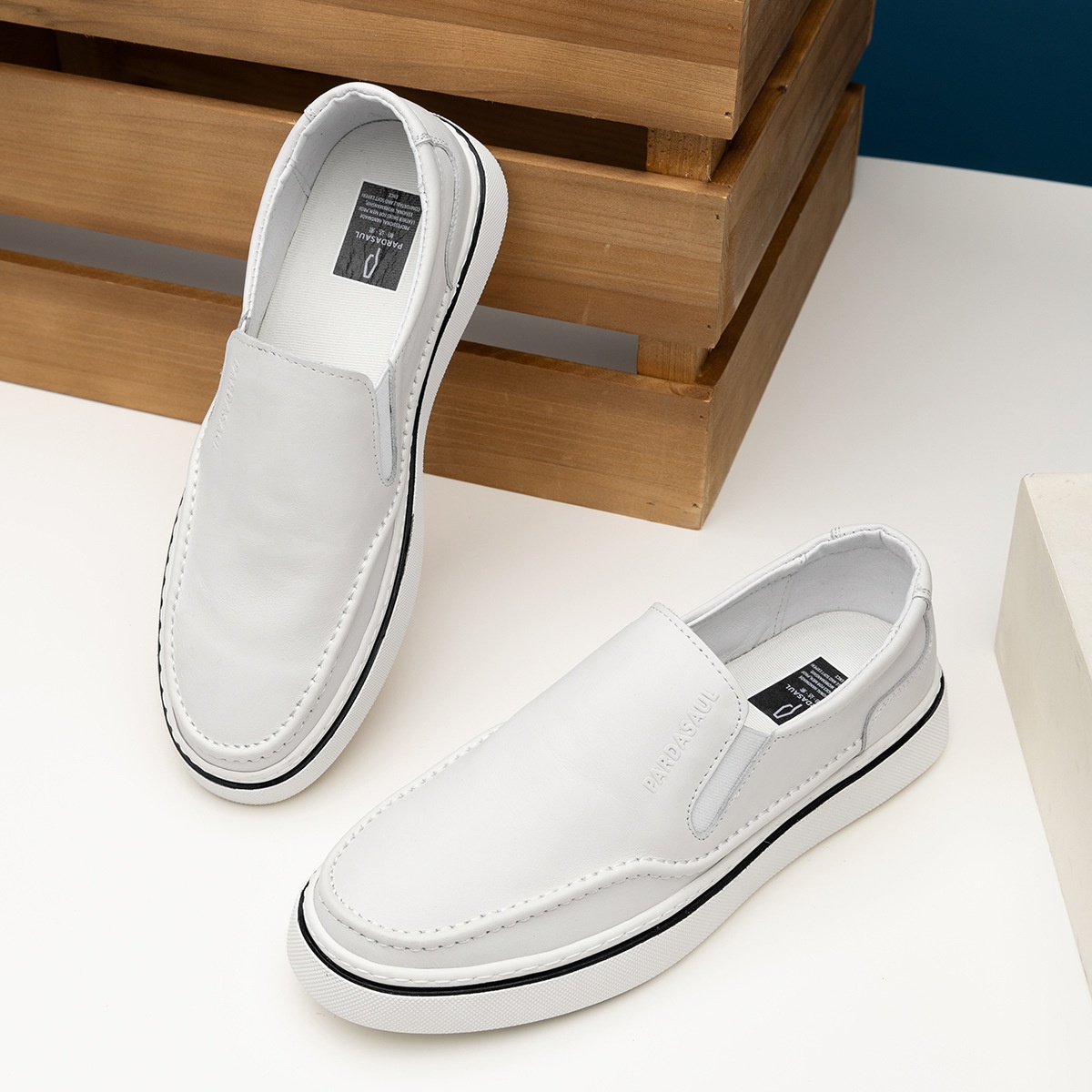 WalkPrime - Mocasines casuales cómodos sin cordones de piel auténtica con suela gruesa para hombre, suministro directo de fábrica, estación europea de primavera_voghion.com