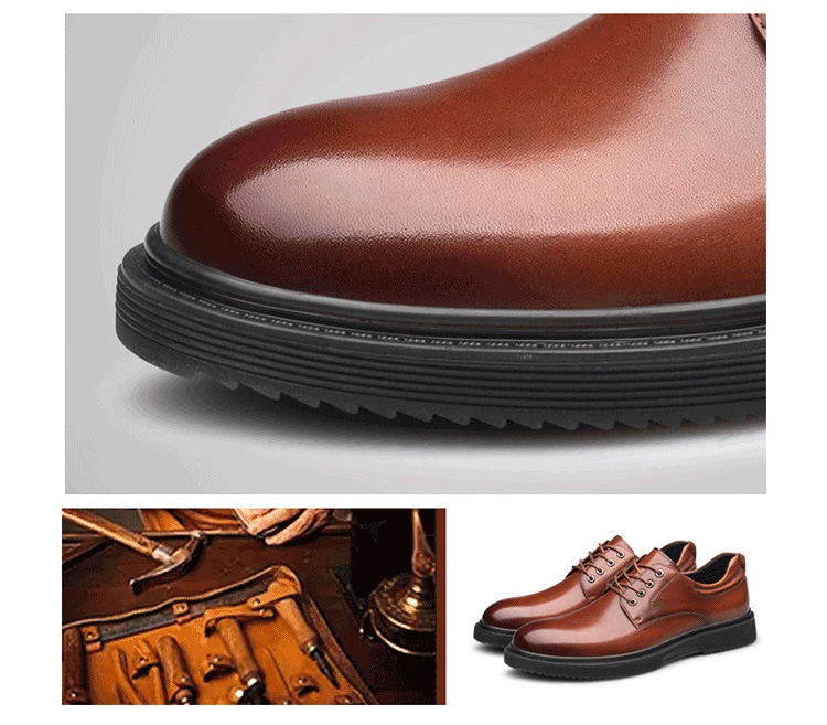 Voyage Autumn Winter New Formal Leather Men's Business Dad Height Increasing Casual Derby Groom Wedding Shoes_voghion.com