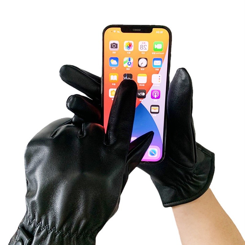 Guanti da uomo in vera pelle, invernali, caldi, foderati in pile, spessi, da motociclista, sottili, in pelle di pecora, da uomo_voghion.com