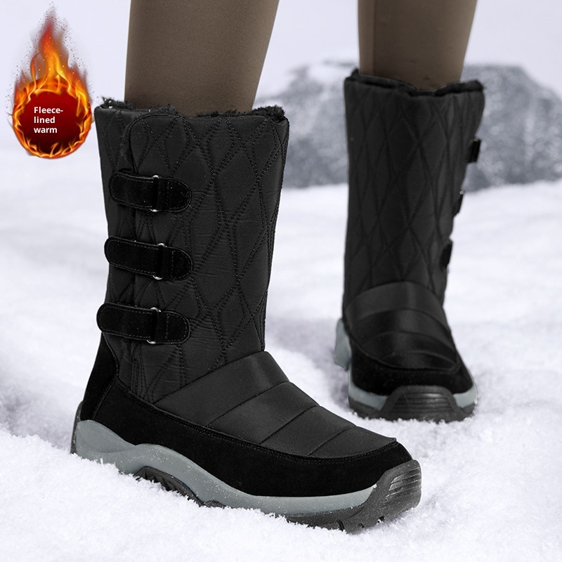Bottes Zees Zees Outdoor imperméables et antidérapantes pour femmes, bottes de ski d'hiver, chaussures en coton doublées polaire, grandes pointures nord-est._voghion.com