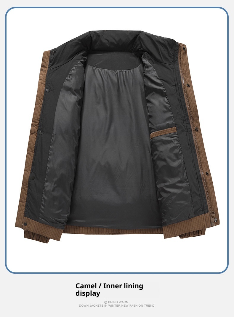 boy Autumn Stand Collar Down Winter New Trendy Design Short Puffer Jacket Thickened Warm Coat Men_voghion.com