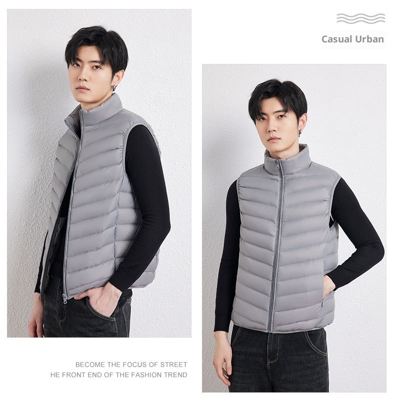 ragazzo 2025 autunno inverno nuova versione coreana leggero gilet con colletto rialzato giacca da uomo taglia forte 90 piumino d'anatra bianco Pinghu_voghion.com