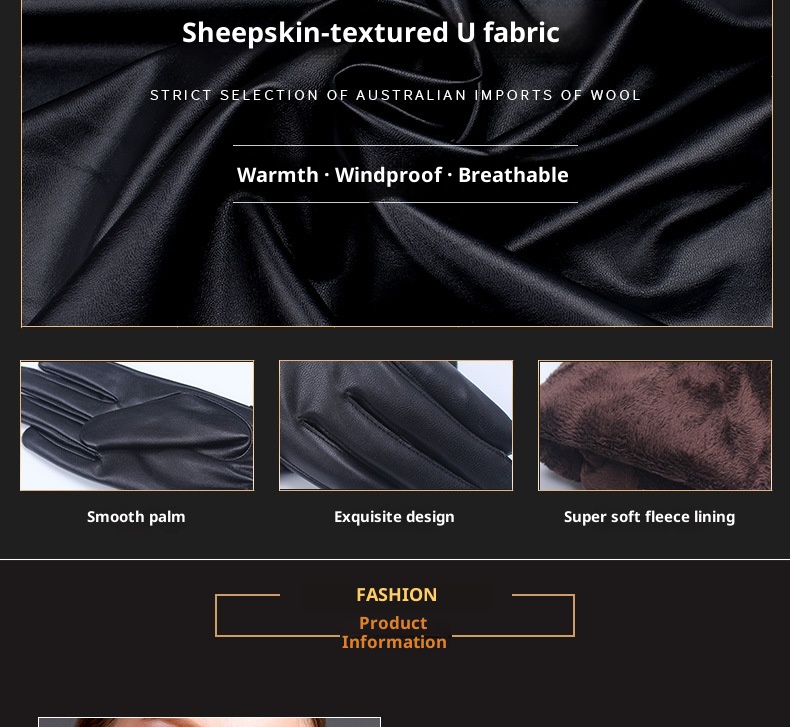 Damen-Fleecehandschuhe für Herbst/Winter, gefüttert, dick und warm, Paar-Stil, Touchscreen-kompatibel, für E-Bikes, neue Lederhandschuhe_voghion.com