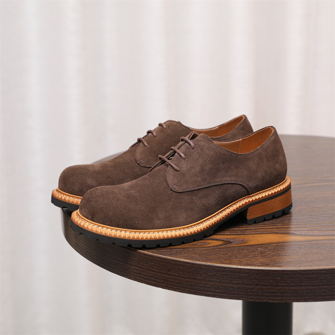 Voyage 2025 New Men's Low-top Derby Casual Large Leather Suede Comfortable Breathable Cowhide Single Shoes For Men_voghion.com