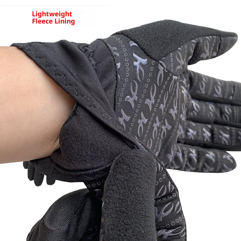 boy Boy Boy Winter Warm Fleece-Lined Silicone Non-Slip Gloves For Electric Bike Riding, Mountaineering, Men's Sports Touchscreen_voghion.com